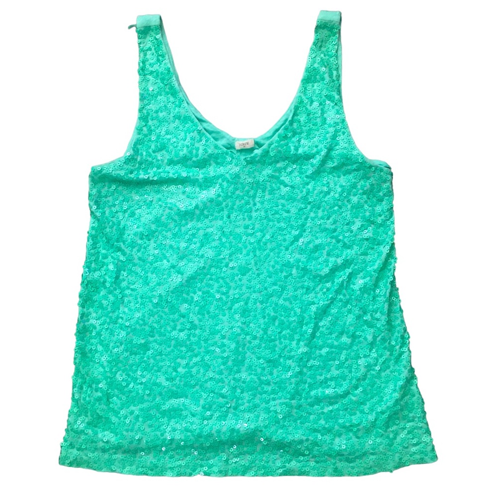 J. Crew Sequined Tank-Top Mint Green Size Medium